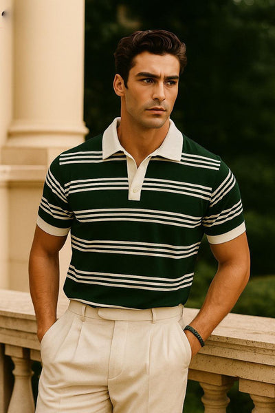 Old Money stripe Printed Collar Tshirt